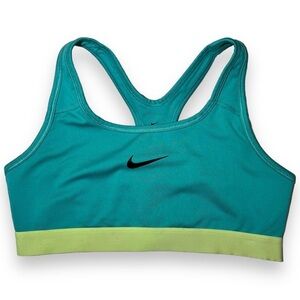 Nike Girl’s Dri-FIT Racerback Sports Bra Teal Yellow Size XL
